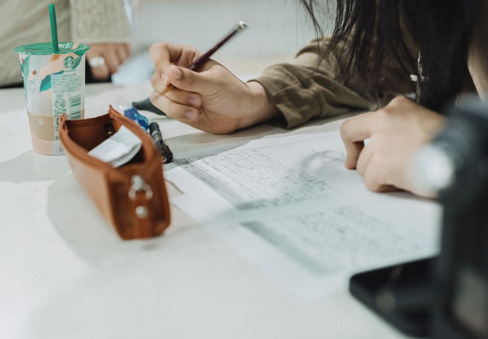 A student taking notes